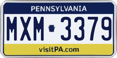 PA license plate MXM3379