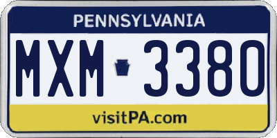 PA license plate MXM3380