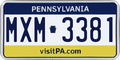 PA license plate MXM3381