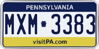 PA license plate MXM3383