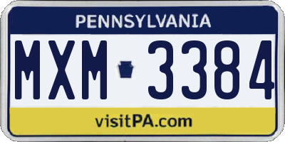PA license plate MXM3384