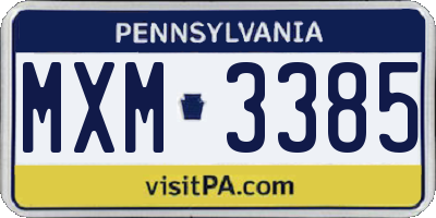 PA license plate MXM3385