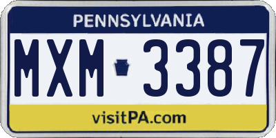 PA license plate MXM3387