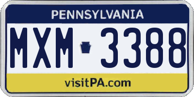 PA license plate MXM3388