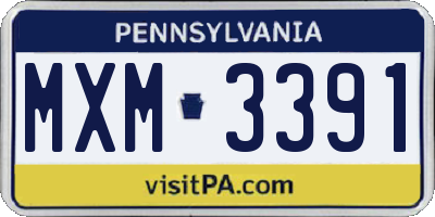 PA license plate MXM3391