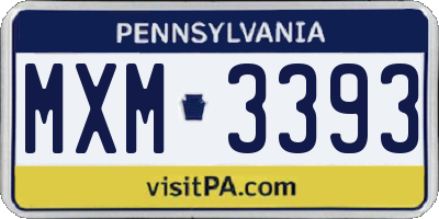 PA license plate MXM3393