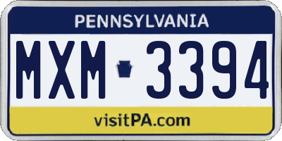 PA license plate MXM3394