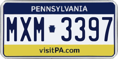 PA license plate MXM3397
