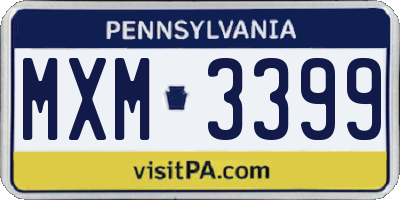 PA license plate MXM3399