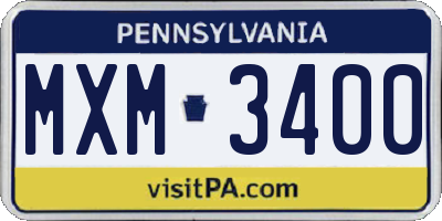 PA license plate MXM3400