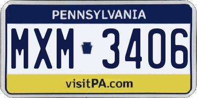 PA license plate MXM3406