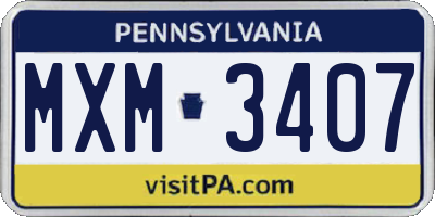 PA license plate MXM3407