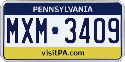 PA license plate MXM3409