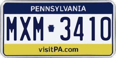 PA license plate MXM3410