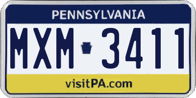 PA license plate MXM3411