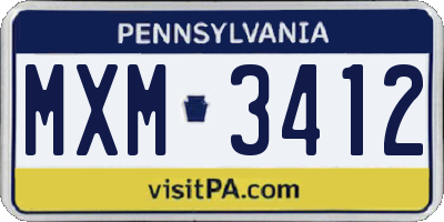 PA license plate MXM3412