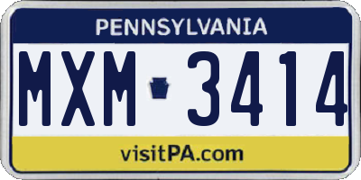 PA license plate MXM3414