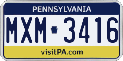 PA license plate MXM3416