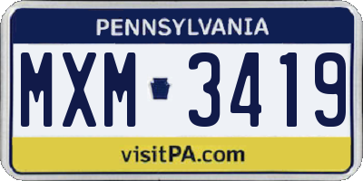 PA license plate MXM3419