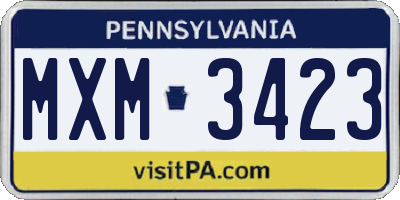 PA license plate MXM3423