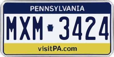 PA license plate MXM3424