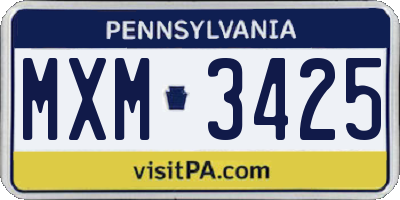 PA license plate MXM3425