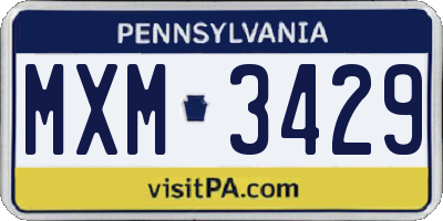 PA license plate MXM3429