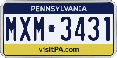 PA license plate MXM3431