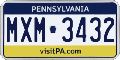 PA license plate MXM3432