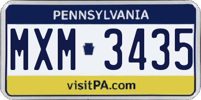 PA license plate MXM3435