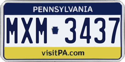 PA license plate MXM3437