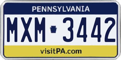 PA license plate MXM3442