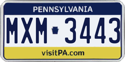 PA license plate MXM3443