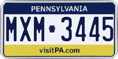 PA license plate MXM3445