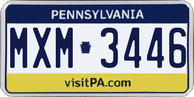 PA license plate MXM3446