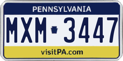 PA license plate MXM3447
