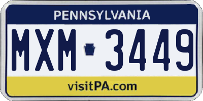 PA license plate MXM3449