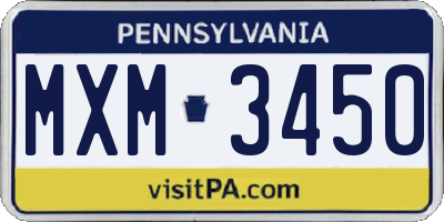 PA license plate MXM3450