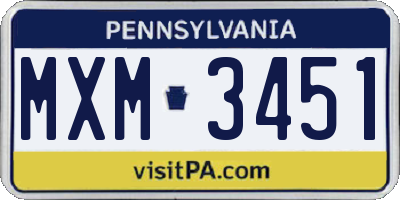 PA license plate MXM3451