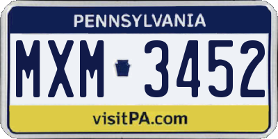 PA license plate MXM3452