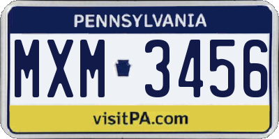 PA license plate MXM3456