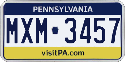 PA license plate MXM3457