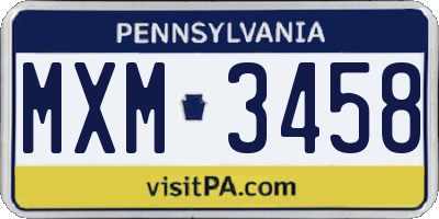 PA license plate MXM3458