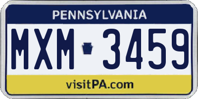 PA license plate MXM3459