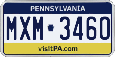 PA license plate MXM3460