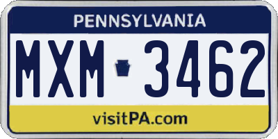 PA license plate MXM3462