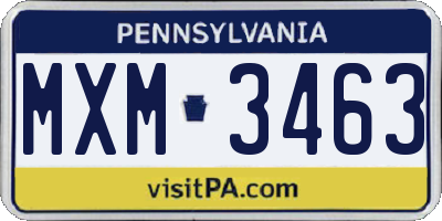 PA license plate MXM3463