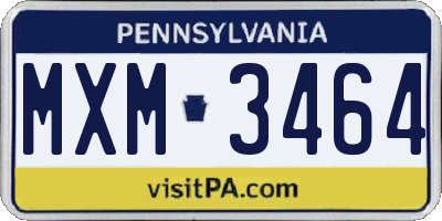 PA license plate MXM3464