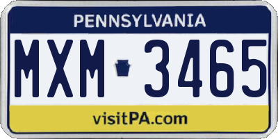 PA license plate MXM3465