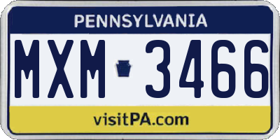 PA license plate MXM3466